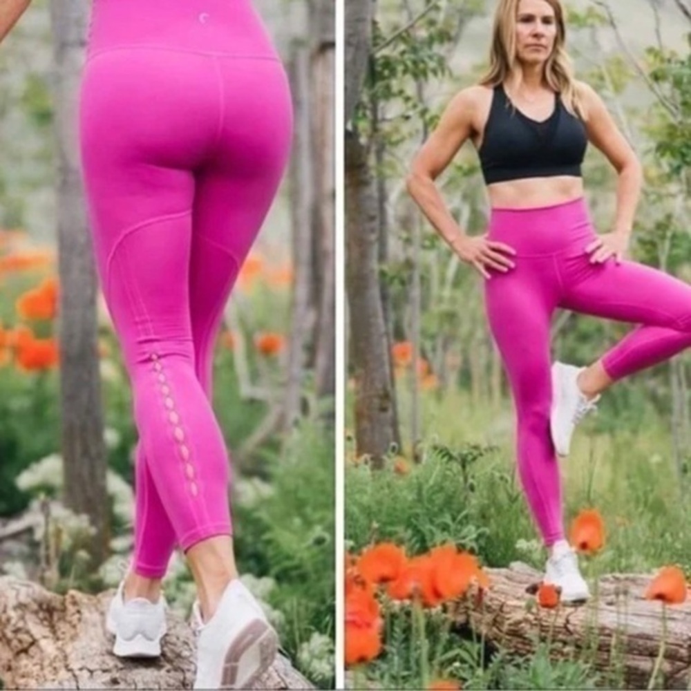 Zyia Active Brilliant Fuschia High Rise 7/8 Leggings Hot Pink size 8-10